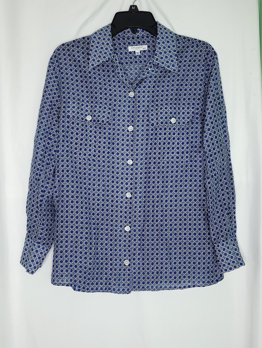 EQUIPMENT FEMME Women's Geometric Print Silk Blend Button Down Shirt XS